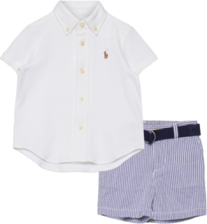 Shirt, Belt & Seersucker Short Set Sets Sets With Short-sleeved T-shirt Multi/patterned Ralph Lauren Baby