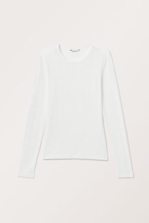 Sheer Fitted Long Sleeve Top - White