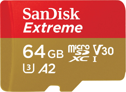 SANDISK MicroSDXC Extreme 64GB Adapter 170MB/s A2 C10 V30
