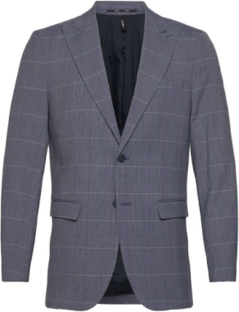Slhslim-Liam Blue Check Blz Flex Suits & Blazers Blazers Single Breasted Blazers Blue Selected Homme