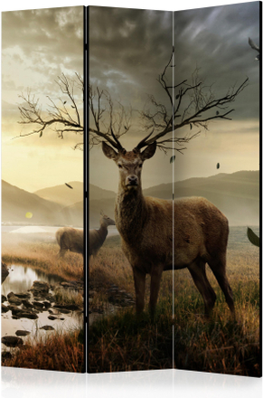 Skærmvæg - Deers by mountain stream 135 x 172 cm