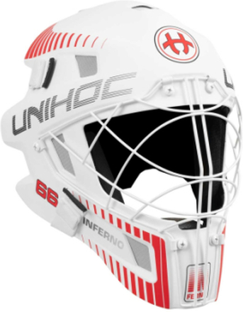Unihoc Goalie Mask Unihoc INFERNO 66 White/Neon Red