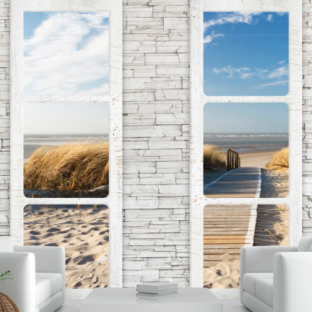 Selvklæbende fototapet - Beach: view from the window - 196 x 140 cm