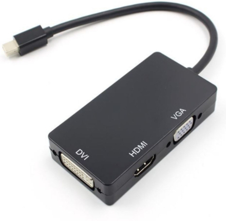3-in-1 Mini DisplayPort to VGA HDMI DVI Adapter Cable, White