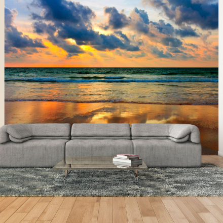 Fototapet - Farverige solnedgang over havet - 300 x 231 cm