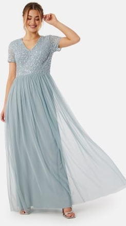 AngelEye Short Sleeve Sequin Embellished Maxi Dress Heather Blue S (UK10)
