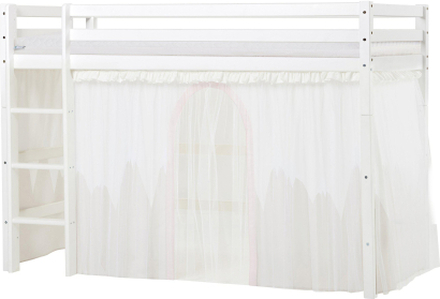 Hoppekids BASIC Mellemhøj seng 90x200 cm med WINTER WONDERLAND, med tyl, forhæng og Eco Dream madras