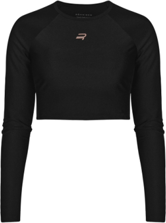 Shine Cropped Long Sleeve Sport T-shirts & Tops Long-sleeved Black Röhnisch