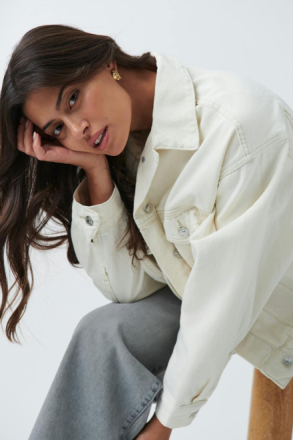 Gina Tricot - Loose denim jacket - jeansjackor - White - S - Female