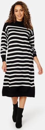 VILA Stripi Funnelneck Knit Dress Black Stripes:CLOUD XS
