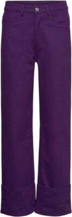 Iben Alexa Cuff Pants Bottoms Jeans Straight-regular Purple Hosbjerg