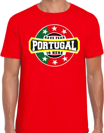 Have fear Portugal is here / Portugal supporter t-shirt rood voor heren