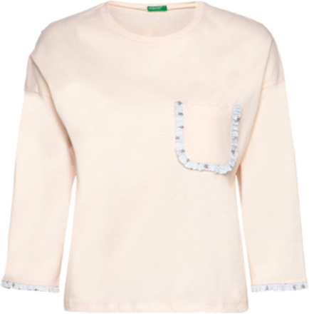 Sweater L/S Tops T-shirts & Tops Long-sleeved Cream United Colors Of Benetton