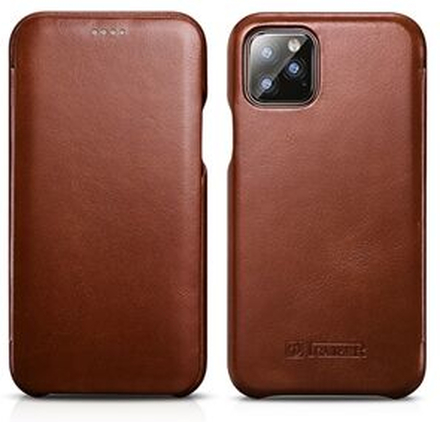 ICARER Curved Edge Retro Genuine Leather Cell Shell Cover for iPhone 11 Pro Max