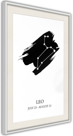 Plakat - Zodiac: Leo I - 40 x 60 cm - Hvid ramme med passepartout
