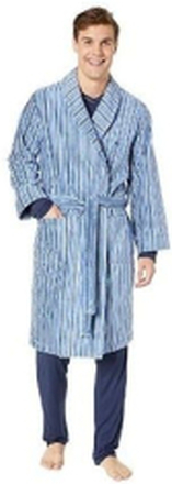 HOM heren badjas stripes - blauw/geel/grijs