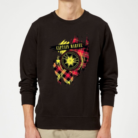 Captain Marvel Tartan Patch Sweatshirt - Black - S