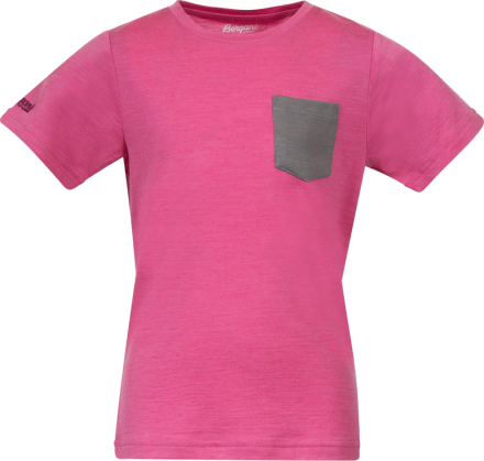 Bergans Kids' Myske Wool Tee Ibis Rose T-shirts 110