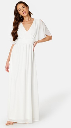 Bubbleroom Occasion Butterfly Sleeve Chiffon Gown White 34