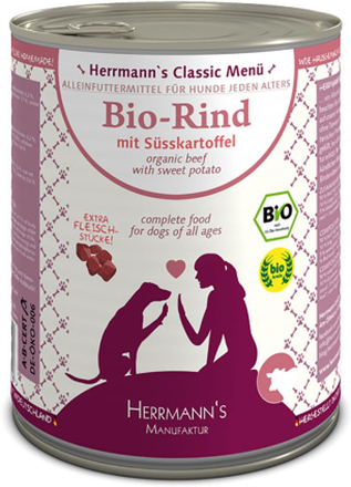 Herrmann's Menü Classic getreidefrei 6 x 800 g - Bio Rind mit Bio Süsskartoffeln