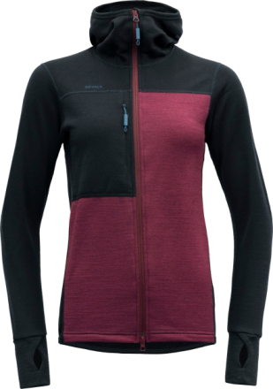 Devold Women's Nibba Hiking Jacket With Hood INK/BEETROOT Mellanlager tröjor M