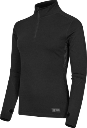 Hellner Women's Wool Tech Base Layer Long Sleeve Black Beauty Undertøy overdel XS