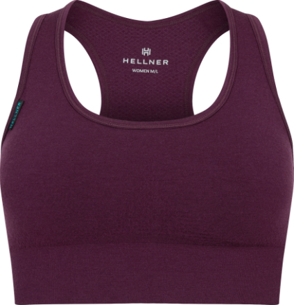 Hellner Women's Merino Wool Seamless Bra Grape Wine Underkläder XL