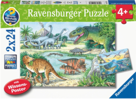 Dinosaurer Og Deres Liv 2X24P Toys Puzzles And Games Puzzles Classic Puzzles Multi/mønstret Ravensburger*Betinget Tilbud