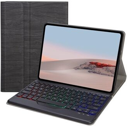 Til Microsoft Surface Go/Go 2/Go 3 Tre farver Baggrundsbelyst Bluetooth 5.0-tastatur + trætekstur PU