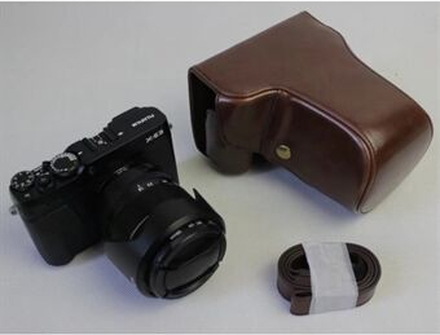 Skaltaske i PU-læder med rem til Fujifilm X-E3-kamera