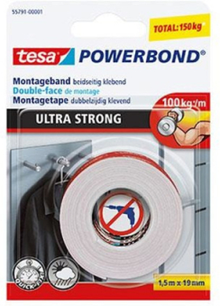 Tesa Powerbond montagetape 19 mm x 1,5 m