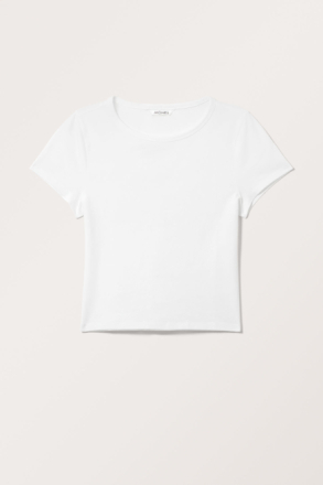 Cropped Fitted Cotton T-shirt - White