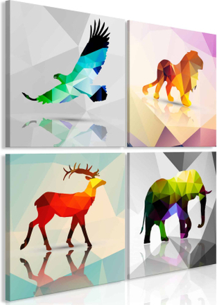 Lærredstryk Colourful Animals (4 dele)