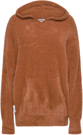 Olivia Faux Fur Knitted Hoody Tops Sweatshirts & Hoodies Hoodies Brown Jakke