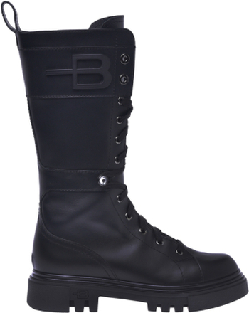 Combat boots in black calfskin