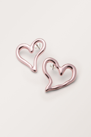 Irregular Heart Hoop Earrings - Pink
