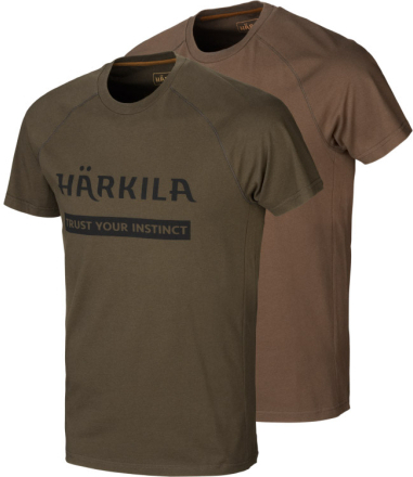 Härkila Härkila Men's Härkila Logo T-Shirt 2-Pack Willow green/Slate brown T-shirts L