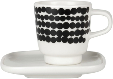 Siirtolap. Espresso Cup+Saucer Home Tableware Cups & Mugs Espresso Cups Black Marimekko Home