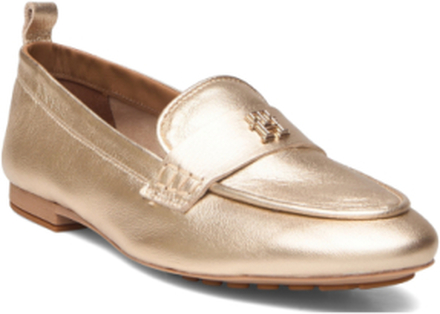 Th Leather Moccasin Gold Loafers Flade Sko Gold Tommy Hilfiger
