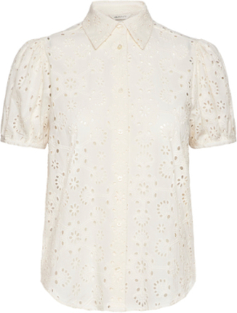 Reg Broderie Anglaise Ss Shirt Tops Blouses Short-sleeved White GANT