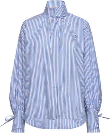 Striped Shirt With Tie Bands Designers Shirts Long-sleeved Blue Stella Nova