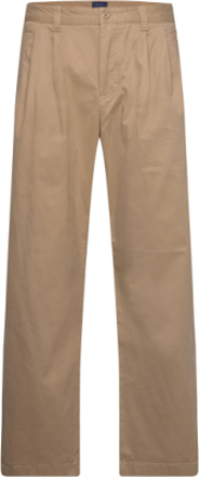 Relaxed Pleated Chinos Bottoms Trousers Chinos Beige GANT