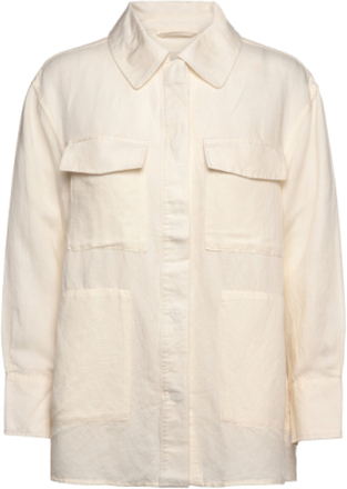 Rel Linen Blend Overshirt Tops Shirts Linen Shirts Cream GANT