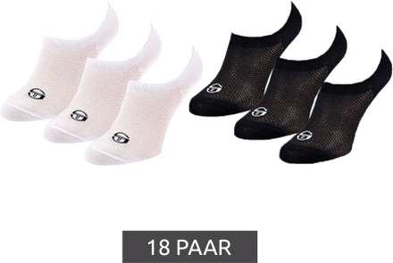 18 Paar Sergio Tacchini Invisible Footie Füßlinge kurze Sommer-Socken Baumwoll-Strümpfe Schwarz oder Weiß