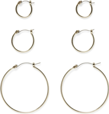 Pcbelinda 3-Pack Creol Set Basic Flow Accessories Jewellery Earrings Hoops Gold Pieces