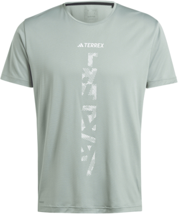 Adidas Adidas Men's Terrex Agravic Trail Running T-Shirt Silver Green Kortermede treningstrøyer S