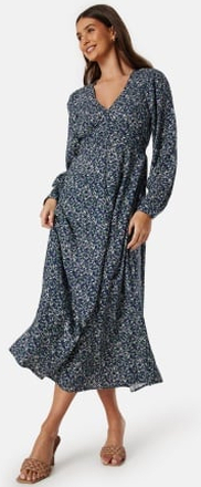 BUBBLEROOM Pennie Viscose Maxi Dress Dark blue/Patterned 34