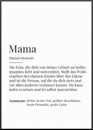 Personalisiertes Poster "Definition Mama Poster" | Geschenk für Mama | besonderes Muttertagsgeschenk, 50 x 70 cm