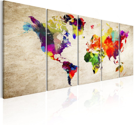 Billede - World Map: Painted World - 225 x 90 cm