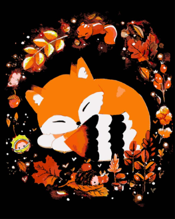 Malen nach Zahlen - Fuchs im Herbst - by Tiny Tami, mit Rahmen